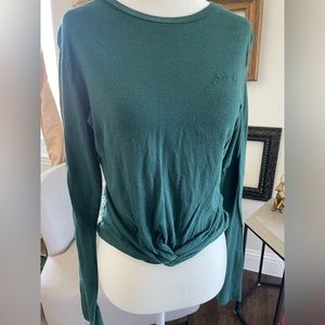 PINK VS Green Long Sleeve Cropped Tshirt Small